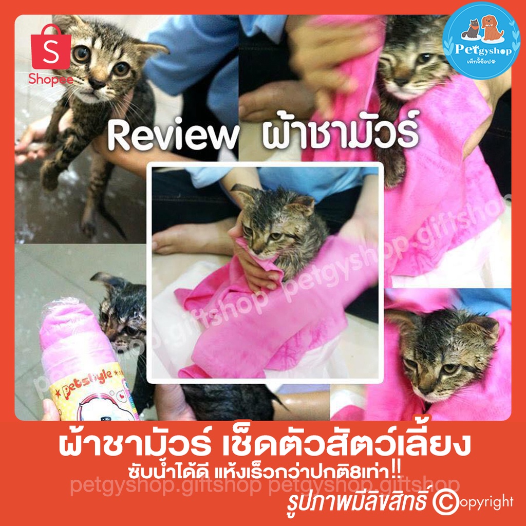 ผ้าชามัวร์ เช็ดตัวสัตว์เลี้ยง ซับน้ำได้ดี รูปที่ 4
