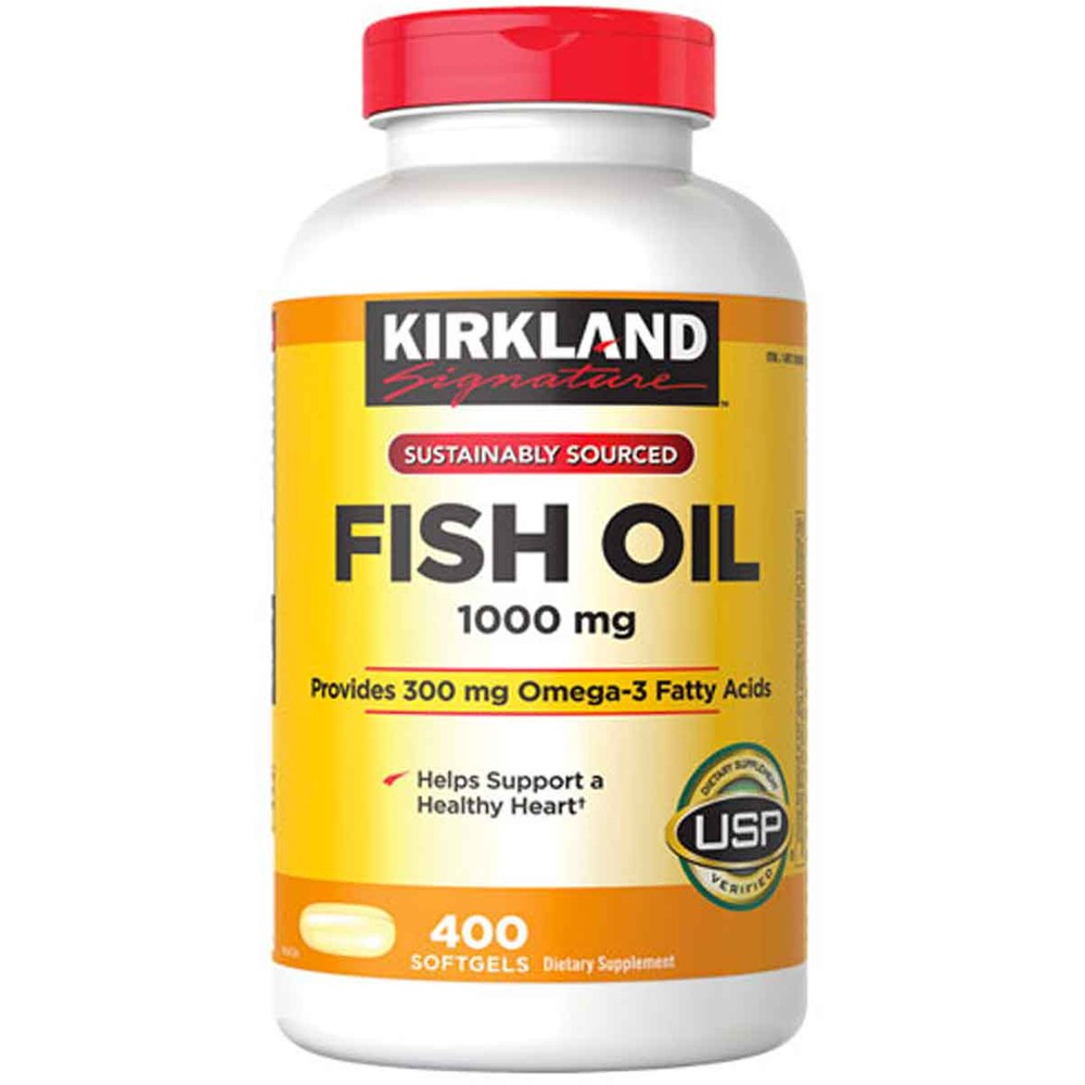 น้ำมันปลาเคิร์กแลนด์ Kirkland Fish Oil 1000 mg. 400 Softgels Shopee