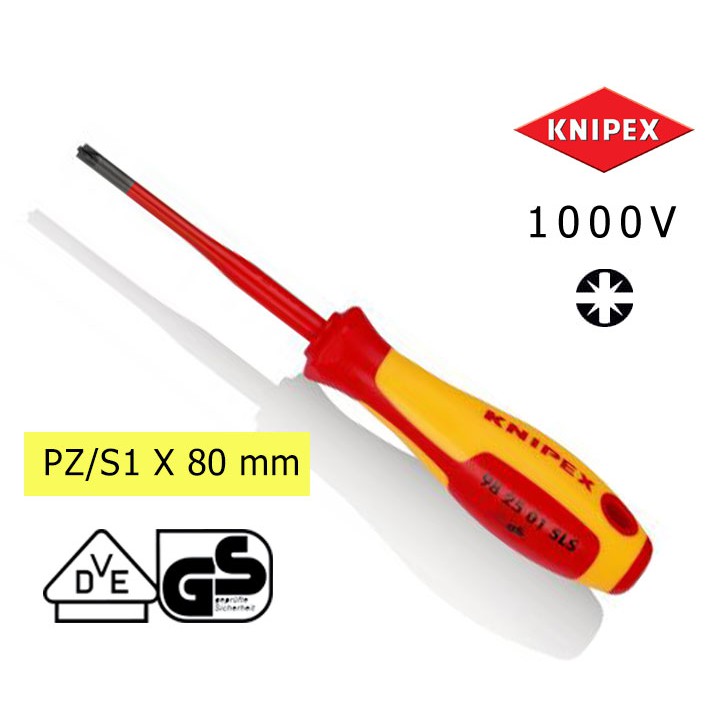 Knipex ไขควงกันไฟ แกนสลิม VDE 1000V สำหรับสกรู PZ/S (ขนาด: หัว x ความยาวแกน)