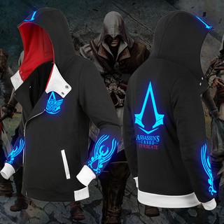 🤴เสื้อแจ็คเก็ตแบบมีฮู้ดซิปเฉียง ASSASSIN CREED SYNDICATE (เรืองแสง)⚔