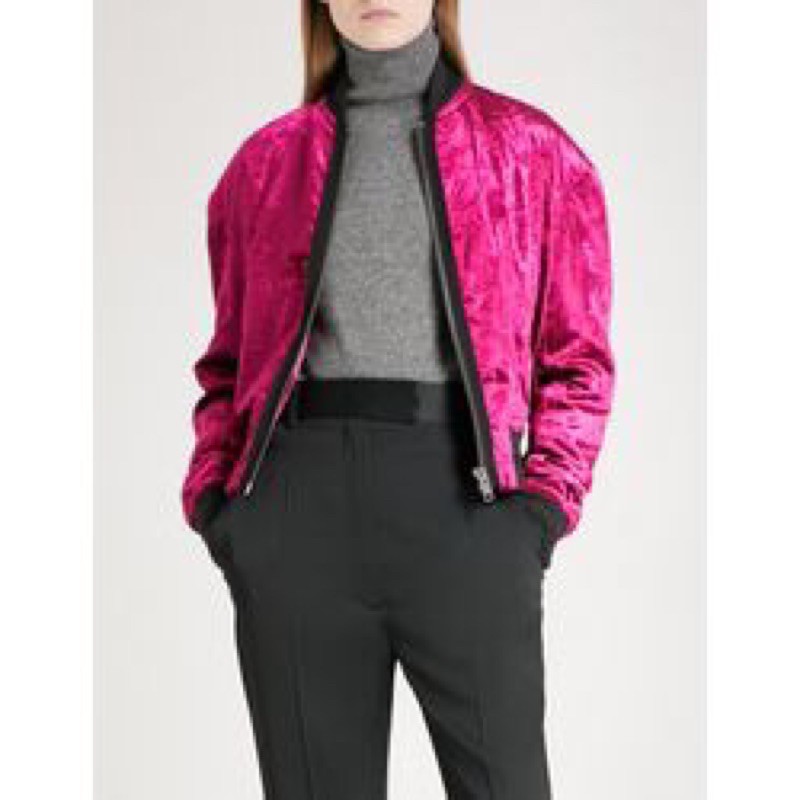 purple velvet bomber jacket