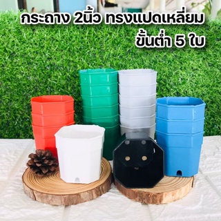 กระถางพลาสติก 2 นิ้ว ทรงแปดเหลี่ยม (สั่งขั้นต่ำ 5ใบ)นะคะ