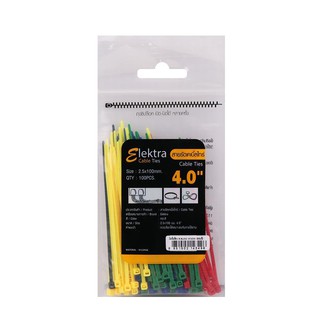 เคเบิ้ลไทร์ สายรัด หนวดกุ้ง  ELEKTRA 4 นิ้ว 100 มม. คละสี CABLE TIES ELEKTRA 4" 100MM ASSORTED COLOR