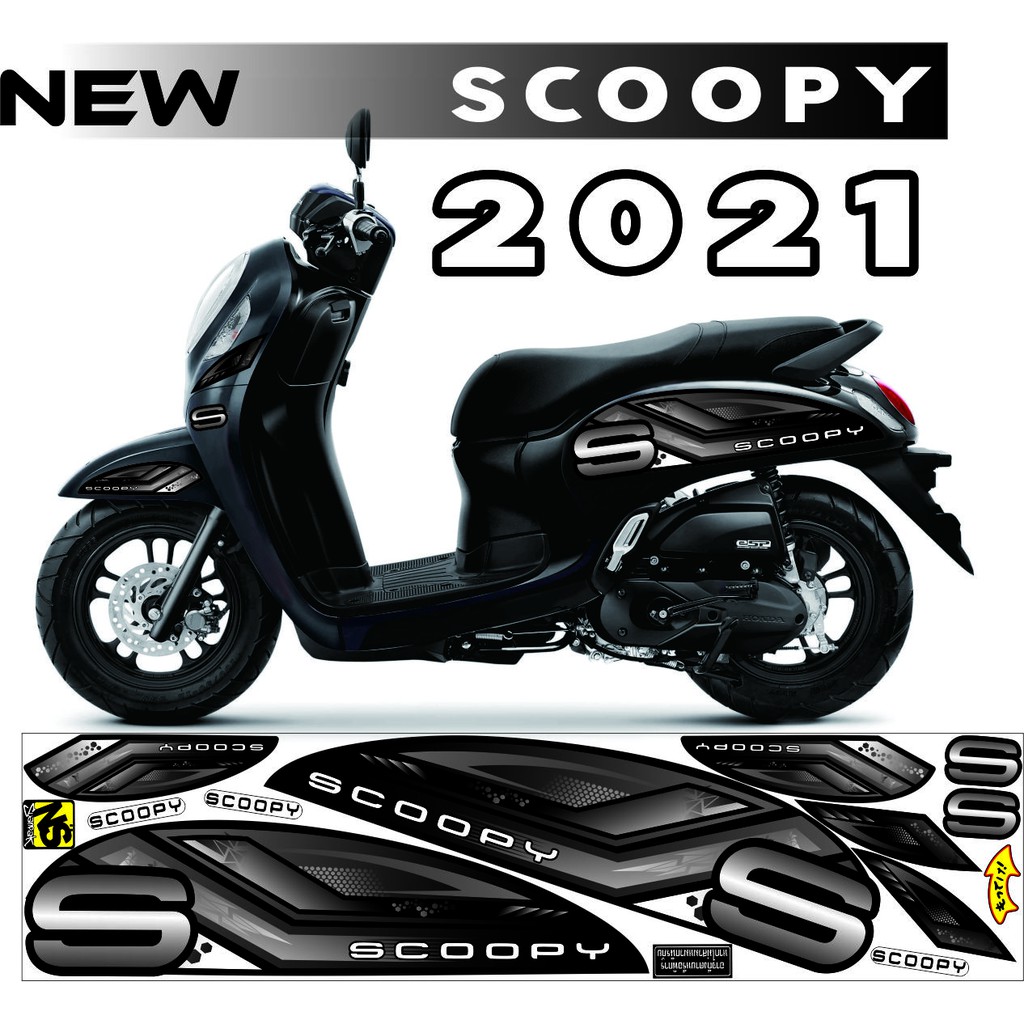 ใหม่ทั้งหมด SCOOPY STRIPING 2020-2021 VARIATION BLACK GREY SCOOPY STICKER MOTIF 2021