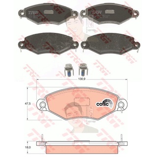 GDB1361 ผ้าเบรค-หน้า(TRW) (เนื้อผ้า COTEC) PEUGEOT 206 1.4,1.6 00 ON