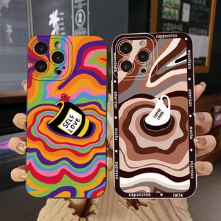 เคสโทรศัพท์มือถือ ขอบสี่เหลี่ยม ป้องกันเต็มเลนส์ ลายกาแฟ สําหรับ OPPO Reno7 4G Reno6 Reno8 Z 5G Reno5 F 7 Lite