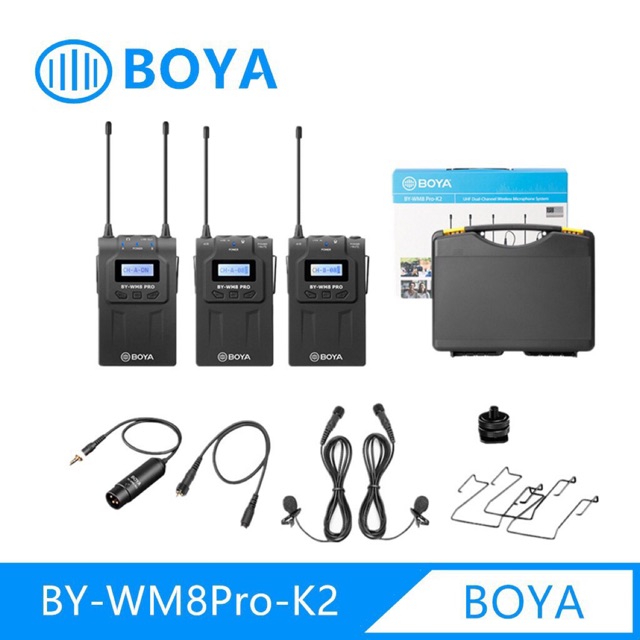 Wireless Microphone มือ2- ไมค์ไร้สาย โบย่า BOYA BY-WM8 Pro- K2 UHF Dual-Channel 2 ตัวรับ 1 ตัวส่ง เสียงดี