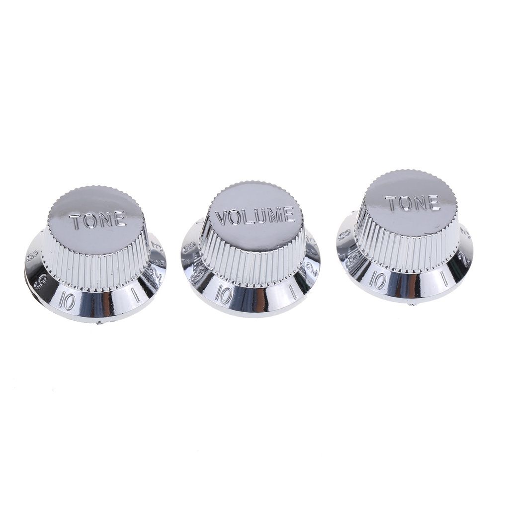 Musiclily Pro นิ้วขนาด 1 เล่ม 2 โทน Stratocaster Knob ชุดสําหรับ USA Made Strat สไตล์กีตาร์ไฟฟ้า, Chrome
