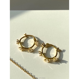 [all silver 925] hoo.stores Blooming Gem Hoop (18k Gold plated) ต่างหูห่วงเงินแท้ s925 ท้ังชิ้น ต่างหูเพชร ต่างหูห่วง