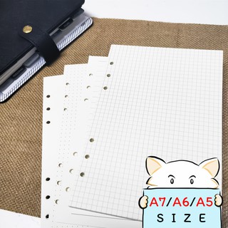 กระดาษรีฟิล 6 รู Note ⭐️ Grid Dot Line Blank A7/A6/A5 Planner Refill Paper 6 Holes สมุดแพลนเนอร์ ไดอารี่ mimisplan