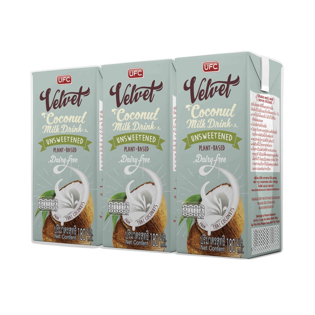 UFC Velvet ยูเอฟซี เวลเวท นมมะพร้าว 180 มล. (แพ็ค 3): เลือกรสได้