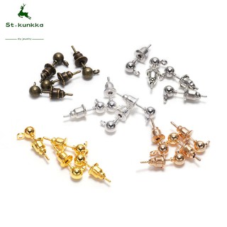 ขั้วต่อจุกต่างหูสตั๊ด  3x4x5มม. 50ชิ้น/ชุด สีเงิน อุปกรณ์เคร…