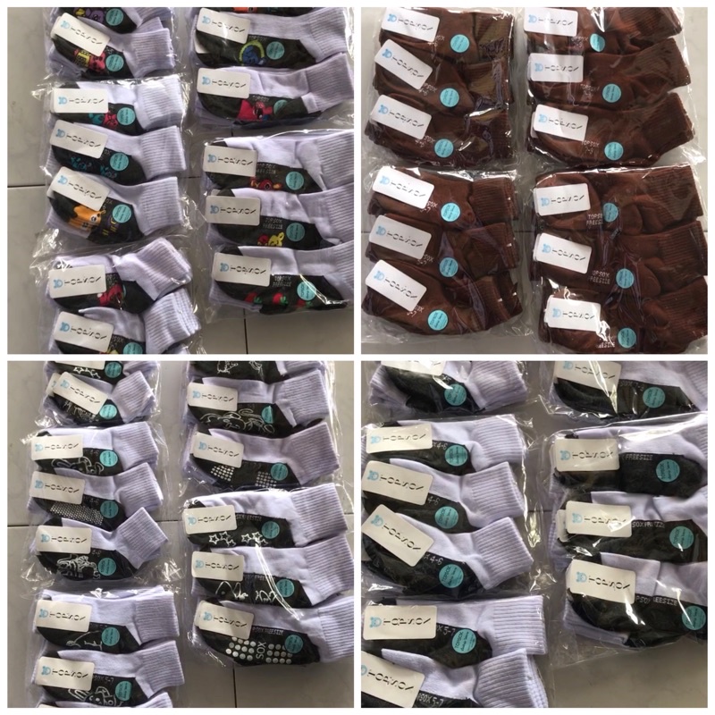11.ถุงเท้า นักเรียนป้าย TOP SOX ข้อกลาง ราคายกโหลมี 12 คู่