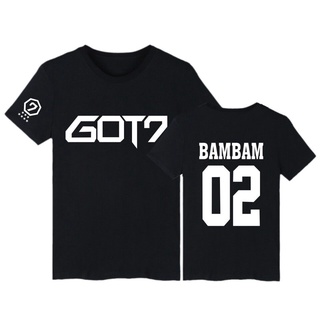 Alimoo มีไซส์ใหญ่ ผู้ชาย &amp; ผู้หญิง เสื้อยืดผ้าฝ้ายแขนสั้นฮิปฮอปพิมพ์ GOT7 02 BAMBAM สำหรับผู้ชาย