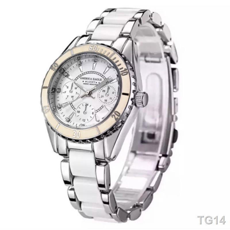 ♨America Eagle นาฬิกาข้อมือผู้หญิง กันน้ำได้ รุ่น WP8111 (White)