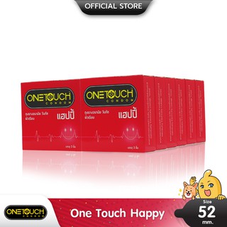 Onetouch Happy ถุงยางอนามัย กลิ่นหอมวานิลลา ผิวเรียบ ขนาด 52 มม. บรรจุ 12 กล่อง (36 ชิ้น)