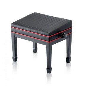 เก้าอี้เปียโน Discacciati piano bench 105PROF black polished black leather seat with red piping