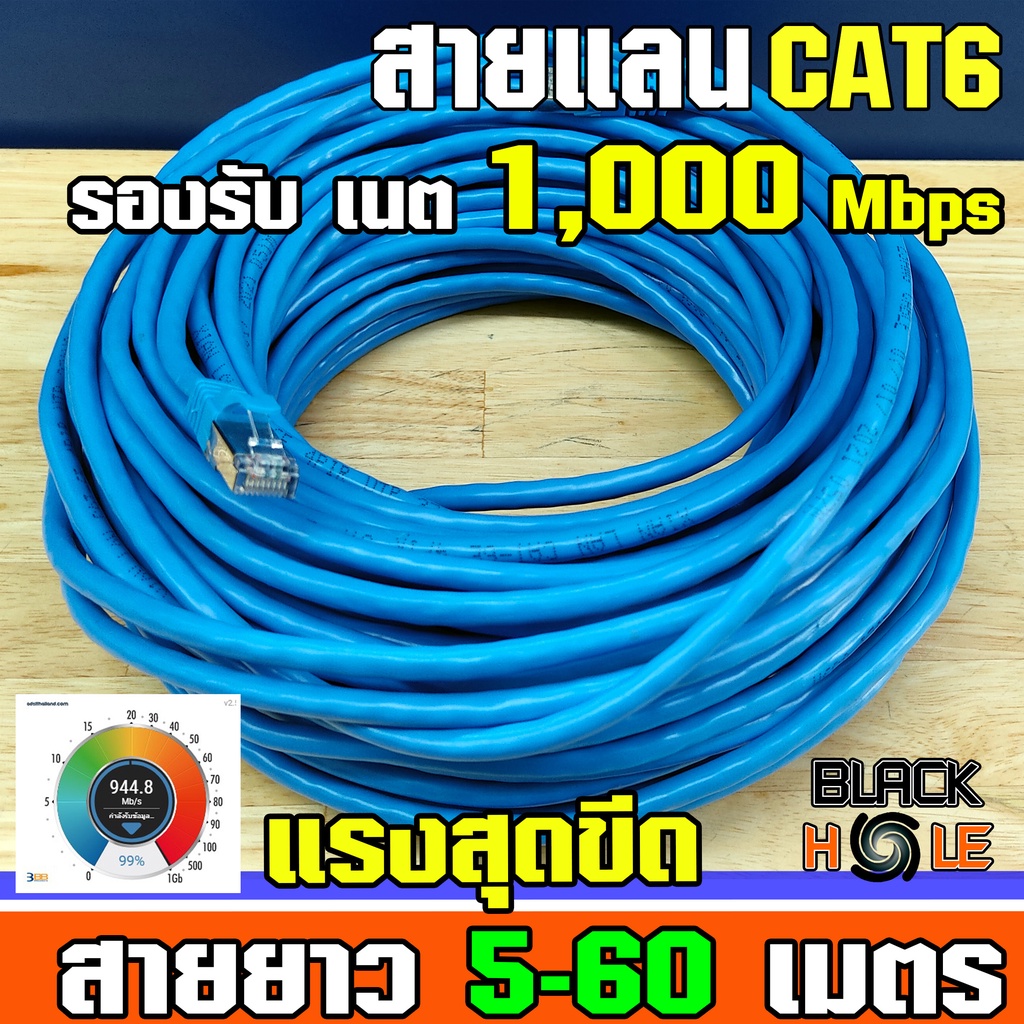 ( Cat6 )⚡สายแลน Lan Cat6 10/100/1000⚡  🚀 รองรับInternet ระดับกิ๊กกะบิต 1Gbps  ใช้งานได้จริง วิ่งเต็ม