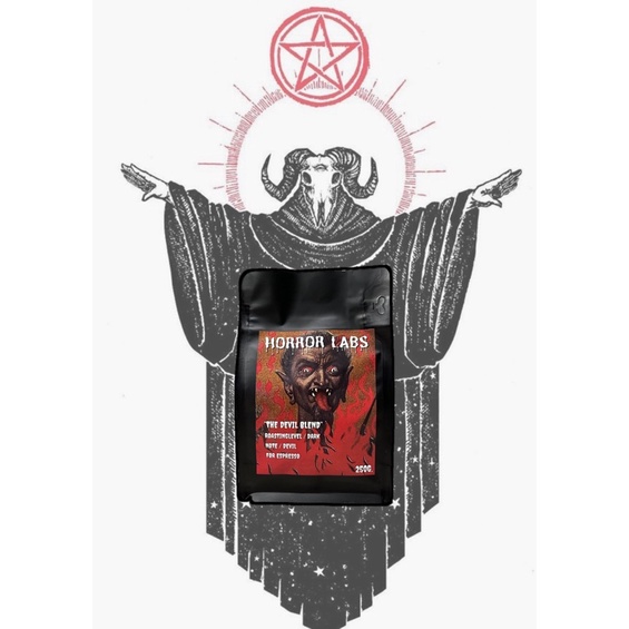 เมล็ดกาแฟอาราบิก้า100 เมล็ดกาแฟปีศาจ จากแบรนด์ HORROR LABS ROASTER THE ...