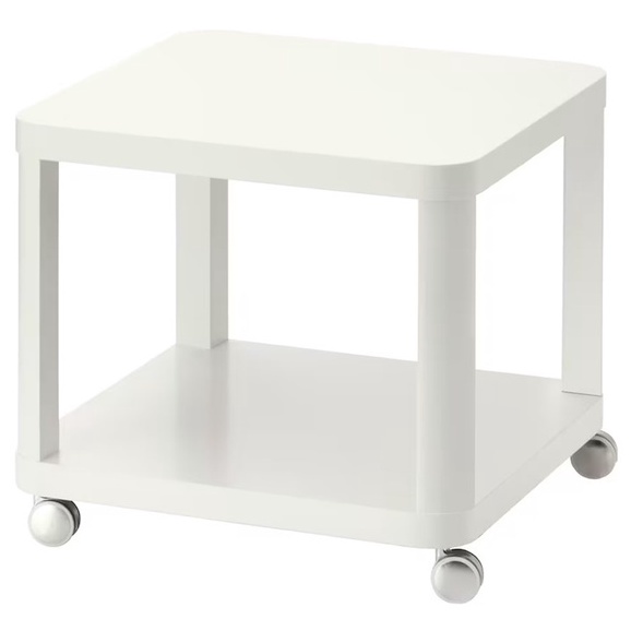 TINGBY Side table on castors, white, 50x50 cm (ทิงบี โต๊ะข้างมีล้อเลื่อน, ขาว 50x50 ซม.)
