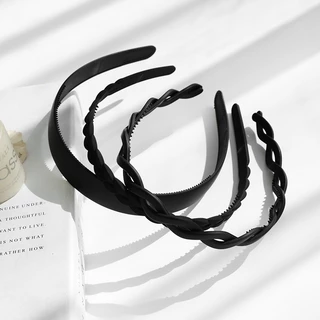 ที่คาดผมแฟชั่น Unisex Black Series Frosted เรซิ่นที่คาดผมโลหะเครื่องประดับผมสไตล์เกาหลี