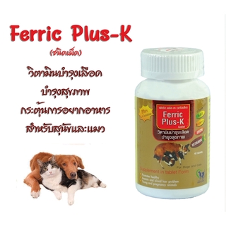 วิตามินบำรุงเลือดและสุขภาพ Ferric Plus-K (ชนิดเม็ด) สำหรับสุนัขและแมว จำนวน 40 เม็ด