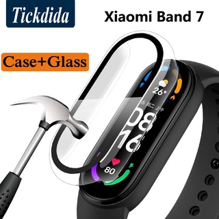 2-in-1 กระจกนิรภัย + เคส สําหรับ Xiaomi Mi Band 7 / Mi Band 6 / Mi Band 5 ป้องกันหน้าจอ สําหรับ Mi Band7 NFC