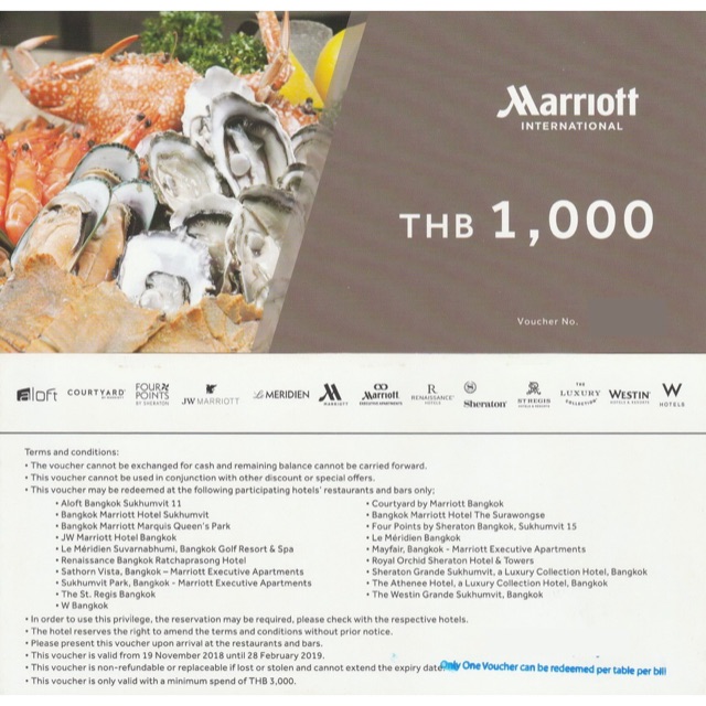 Voucher ส่วนลดอาหาร 50% เครือ Marriott