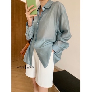 Kowie Korea Jeena เสื้อเชิ้ตสีฟ้า สีเขียว  (229) price 790฿ พร้อมส่ง✅