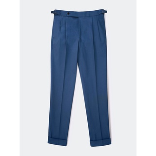 [JBB*] SKY BLUE GIZA COTTON TWILL PLEATED TROUSERS เจบีบี กางเกงขายาวสองจีบ ผ้าคอตตอน กางเกงผู้ชาย สีฟ้า