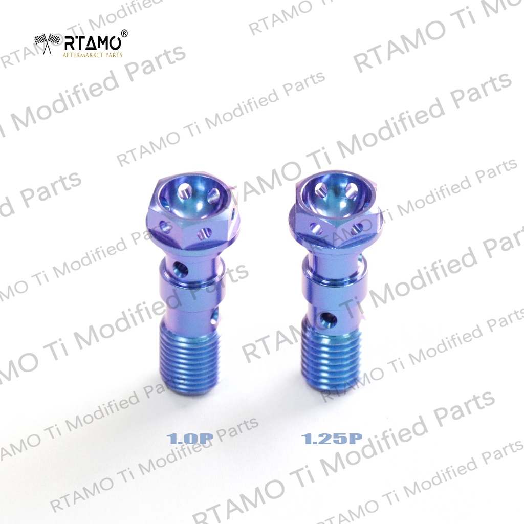 RTAMO ไทเทเนียม Gr5 น๊อตน้ำมันเบรค(ตัวยาว) Hel แบบ 2 รู ขนาดM10 เกลียว1.0 Brembo ปั๊ม M50 M50s GP4-RX และ1.25 Tmax R1 ราคา ถูกที่สุด ดีลบีเคเค แกลเลอรีภาพที่ 6