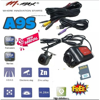 กล้องบันทึกหน้า-หลัง M-MAX A9S ความชัดระดับ Full HD USB HIDDEN CAR CAMCORDER ใช้ร่วมกับจอแอนดรอย์​ ​แถมฟรีเมม 16 GB