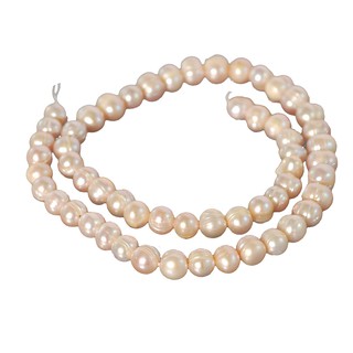 ลูกปัดมุกแท้ (Pearl) เม็ดกลม (Round) ขนาด 8 mm - (LZ-0261 สีชมพู)