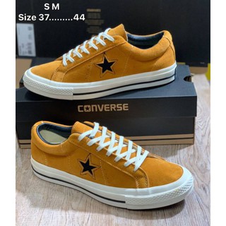 รองเท้าผ้าใบ Converse หุ้มส้น แบบหนังกลับ 2 สี เหลือง และ น้ำตาล ไซส์ 37-44  ครบกล่อง ป้ายห้อย