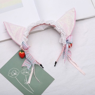 ที่คาดผมหูแมวโลลิต้าสตรอเบอร์รี่​ Strawberry​ Lolita​ Cat​ ears