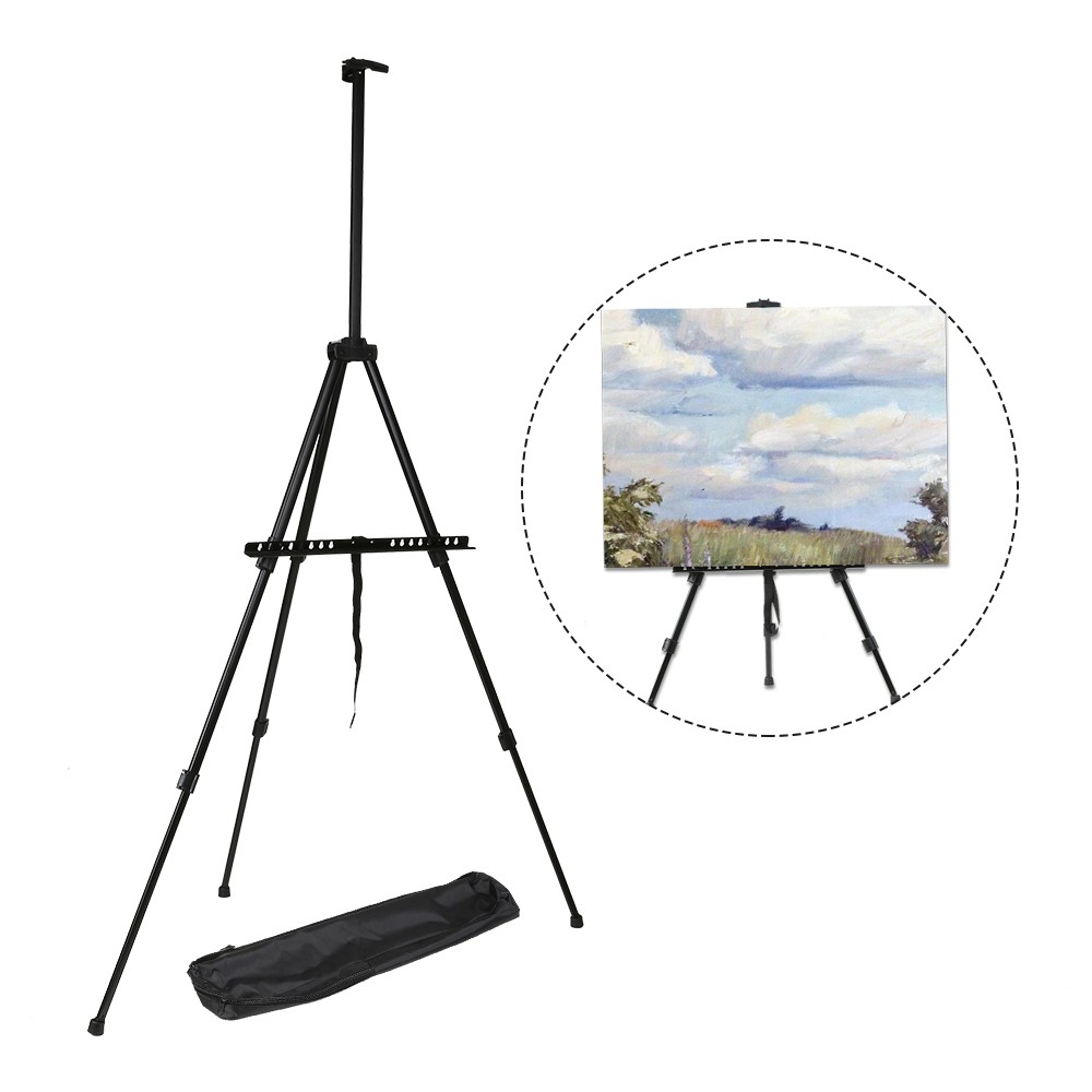 RRFTOK Materials Metal Tripod Adjustable Easel for Painting Canvases Height from 21 to 66with Reinforced Triangle,Carry Bag for Table-Top/Floor Drawing and Didplaying Artist Easel Stand 
