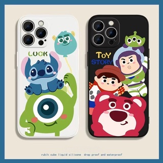 For IPhone 13 Pro Max 12 11 6 6s 7 8 Plus Mini X Xs Xr 6+ 6s+ 7+ 8+ Cartoon Cute Toy Story Monsters Stitch Silicone Soft Phone Case All inclusive Black white Shockproof Back Cover MDD 13