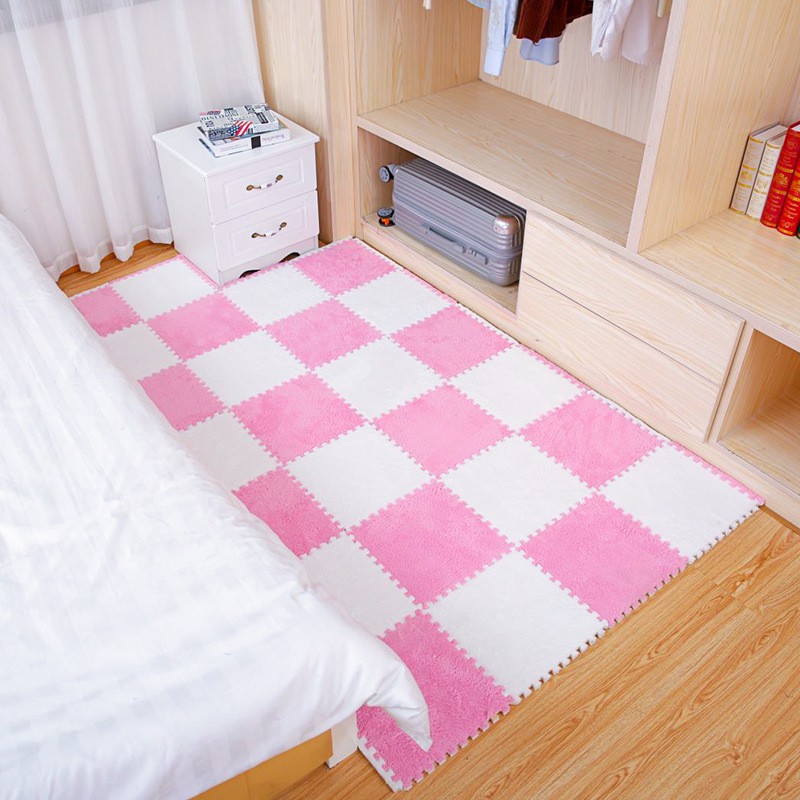 พรมจิ๊กซอว์ 30X30 หนา1.2 ซม. ฟรีขอบปิด พรมกำมะหยี่ พรม Diy ตกแต่งห้อง พรมขนนุ่ม ห้องพระ พรมปูพื้นห้องนอน