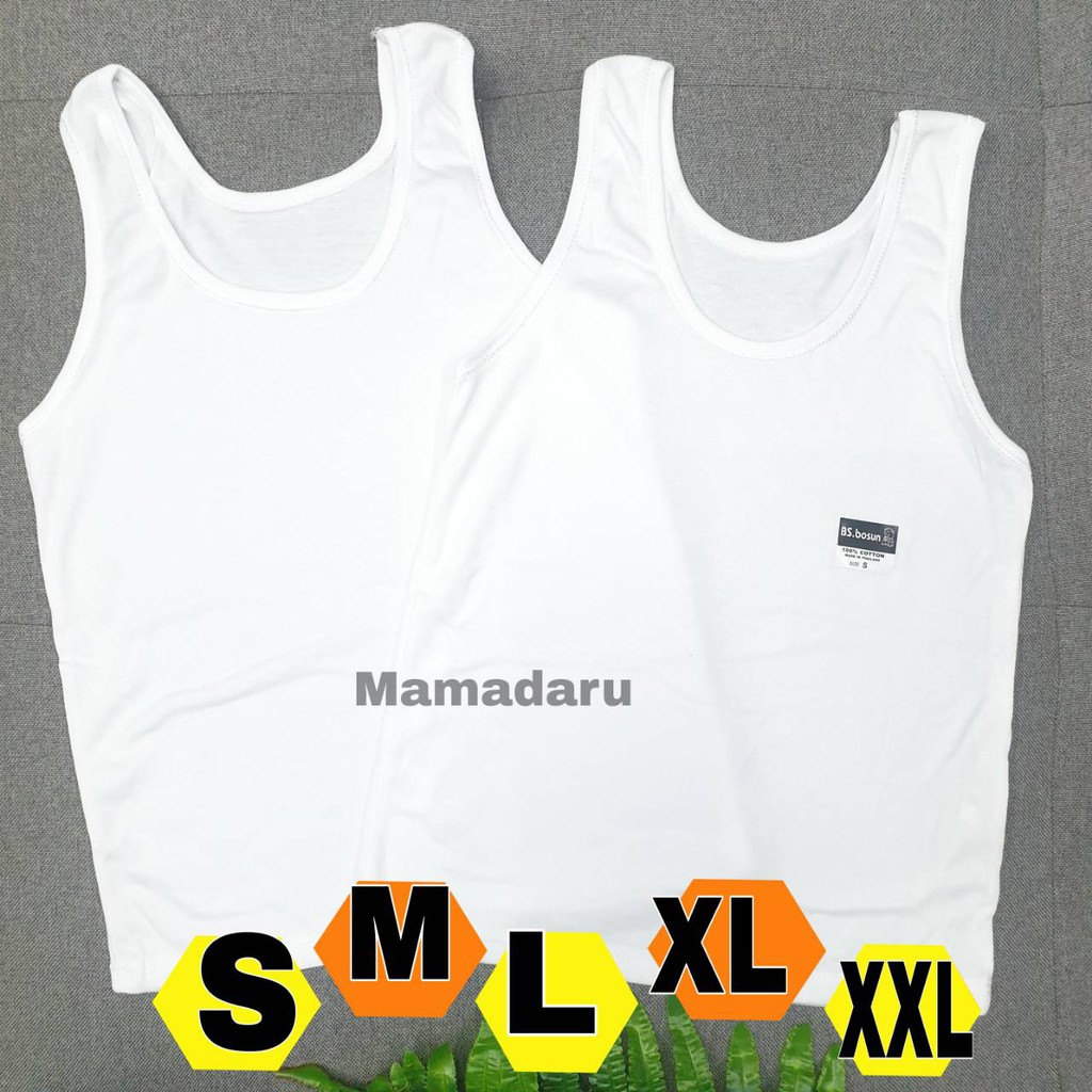 เสื้อซับ สีขาวเต็มตัว เสื้อกล้าม รุ่นป้ายดำ ใส่ได้ทั้งชายและหญิง (ทรงกล้าม) (UW20)