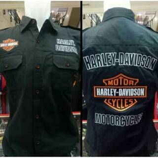 เสื้อเชิ้ต Harley Davidson Motorcycles - HDMC Shirt - Bar and Shield - Big Logo - HDCI HOG Automotive Shirt - Bikers Brotherhood - Apparel