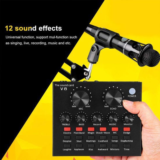 ⚡❤️พร้อมส่ง❤️⚡ซาวด์การ์ดแปลงสัญญาณเสียง V8 Live Stream audio interface External Audio Mixing Sound C