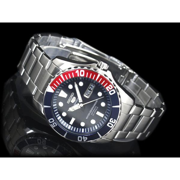 Seiko 5 รุ่น SNZF15K1 นาฬิกาข้อมือผู้ชาย Blue Dial Stainless Steel Automatic  - แท้ 100% ประกันศูนย์ Seiko 1 ปี