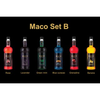 ไซรัป มาโค่ (Maco Syrup) Set B น้ำเชื่อมแต่งกลิ่นรวมรสชาติจำนวน 6 ขวดราคาส่ง(สั่งซื้อตอนนี้แถมฟรีหัวปั๊มมูลค่า 60บาท)