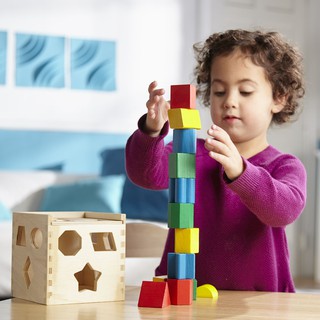 Melissa &amp; Doug รุ่น 575 Shape Sorting Cube ชุดบล๊อกหยอดรูปร่าง ช่วยส่งเสริมทักษะการแยกแยะ การเรียนรู้รูปร่าง การเรียนรู้