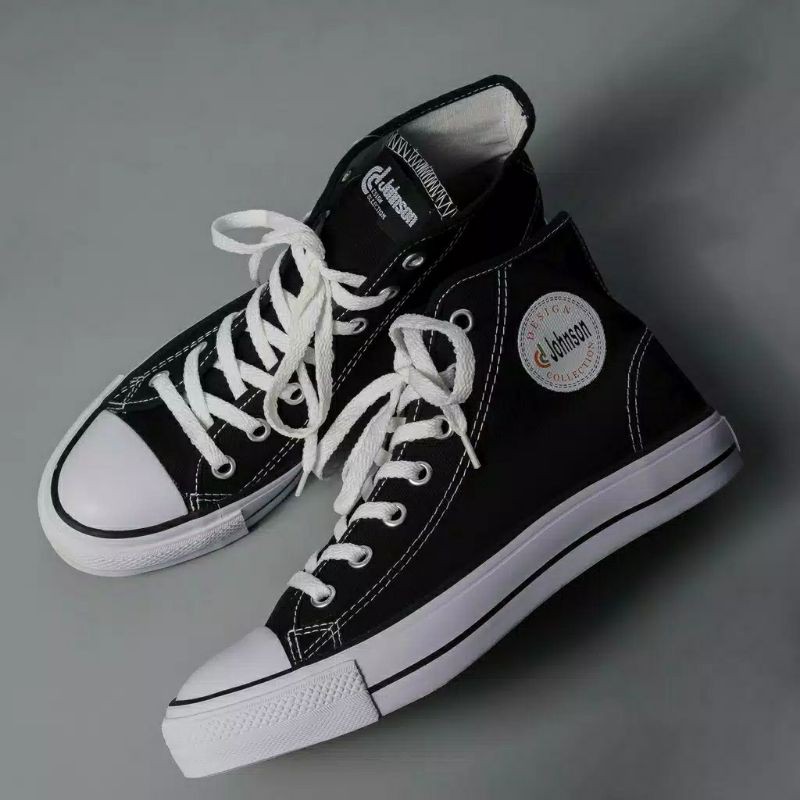Jhonson Basic High Black White Shoes Original 100%