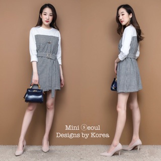 MN600🌹Two-Tone Checked Dress