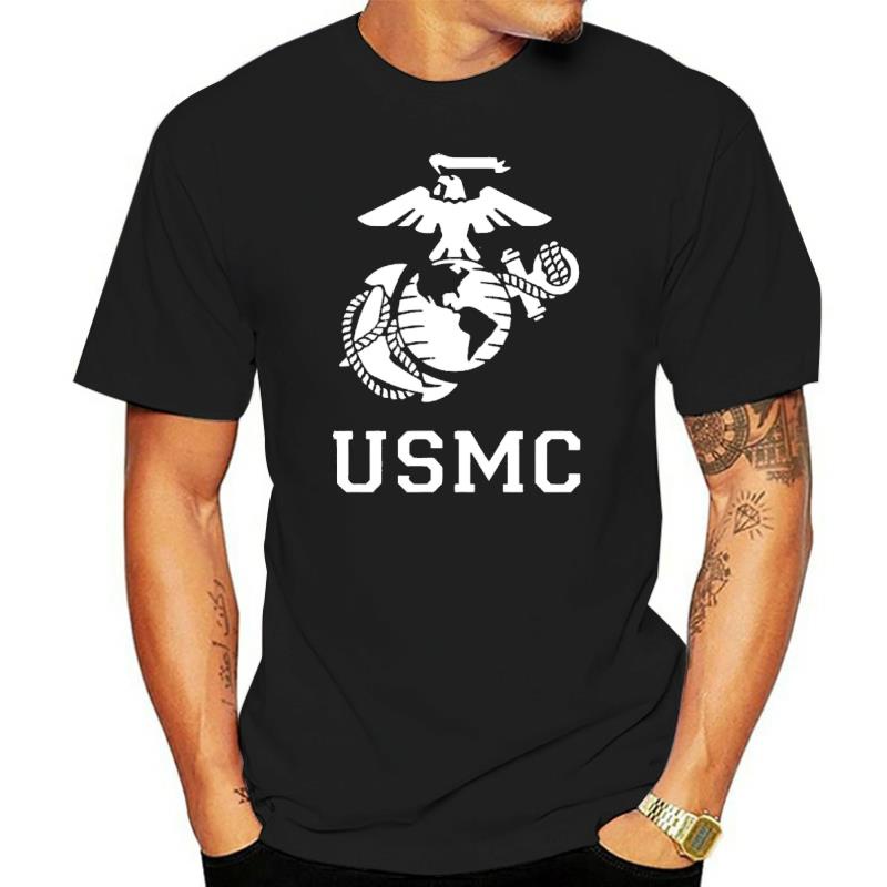 คอตต้อนคอกลมเสื้อยืดลําลอง ผ้าฝ้าย แขนสั้น คอกลม ทรงหลวม พิมพ์ลายโลโก้ Usmc Marine Life Usmc Semper 