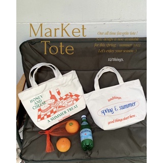 T&amp;THINGS : MARKET TOTE NEW SEASON 🌼 กระเป๋าผ้าแบบถือ รุ่นขายดีตลอดกาล🫶🏼