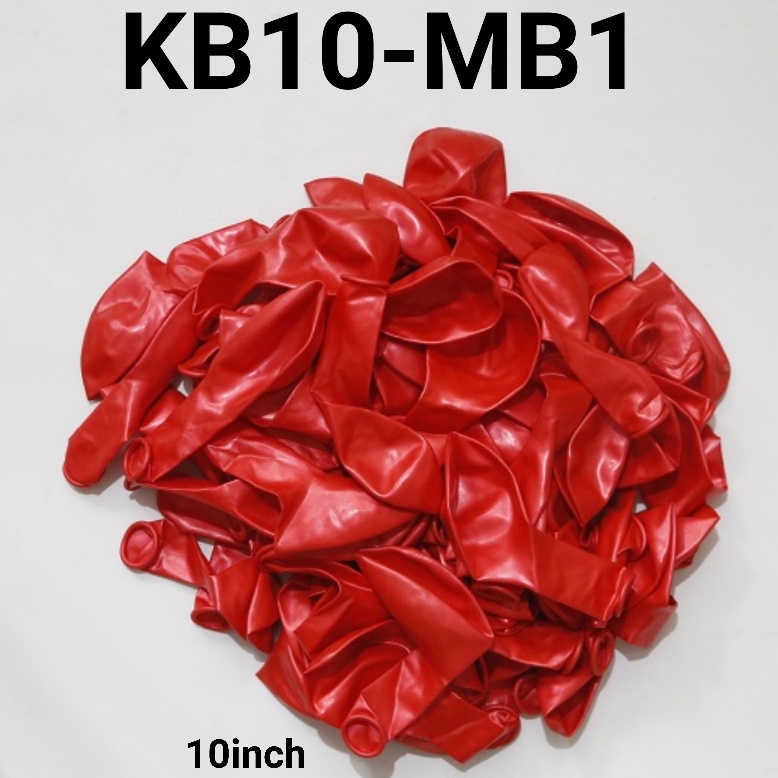 MERAH KB10-MB1 10 นิ้ว 25 ซม. ลูกโป่งยางมาการองสีแดงหนาเมทัลลิค (ลูกโป่งกลมเมทัลลิก) ลูกโป่งมะละกอ