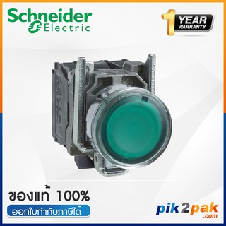 XB4BW33M5: สวิตซ์ปุ่มกดมีไฟ LED Ø22mm โลหะ สีเขียว 1NO+1NO 230-240VAC - Schneider Electric Illum. PB